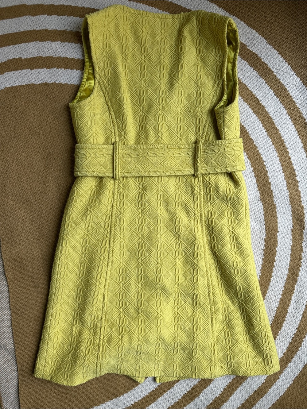 Milly Yellow Textured Sleeveless Dress with Belt - Picture 2 of 13